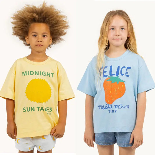 Kids Tees Fashion Cartoon Print T-shirts for Boys/Girls Summer 2025