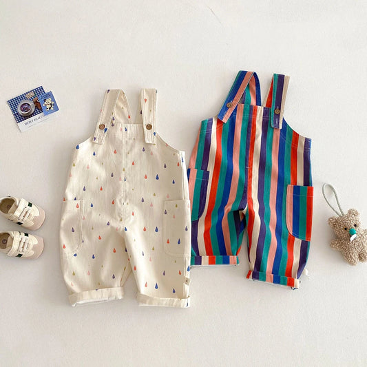 Unisex New Spring Polk Dot/Striped Overalls