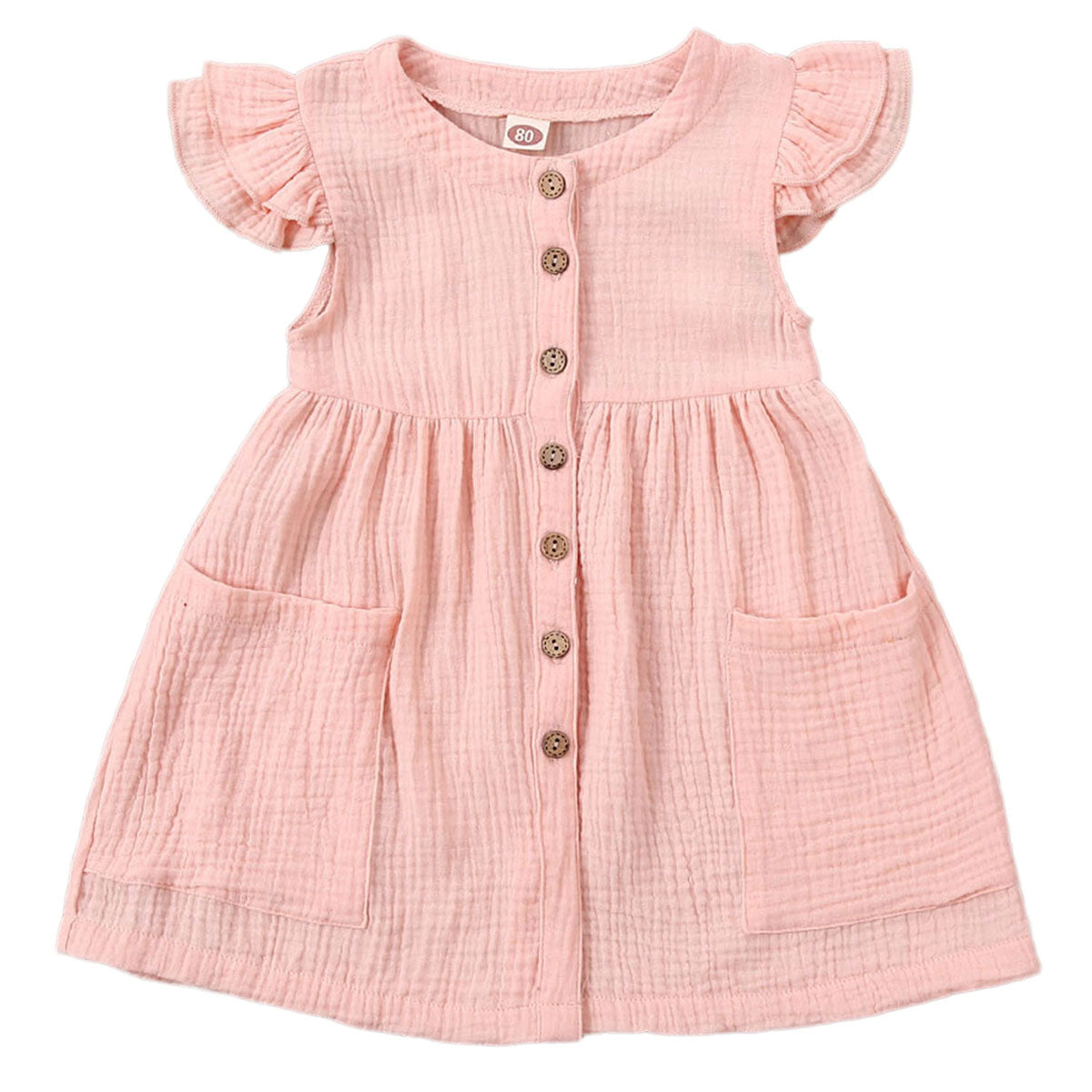 0-6 Years Toddler/Kid Baby Girl Cotton Summer Dress w/ Ruffled Sleeves