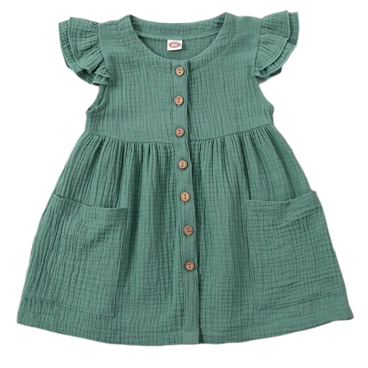 0-6 Years Toddler/Kid Baby Girl Cotton Summer Dress w/ Ruffled Sleeves