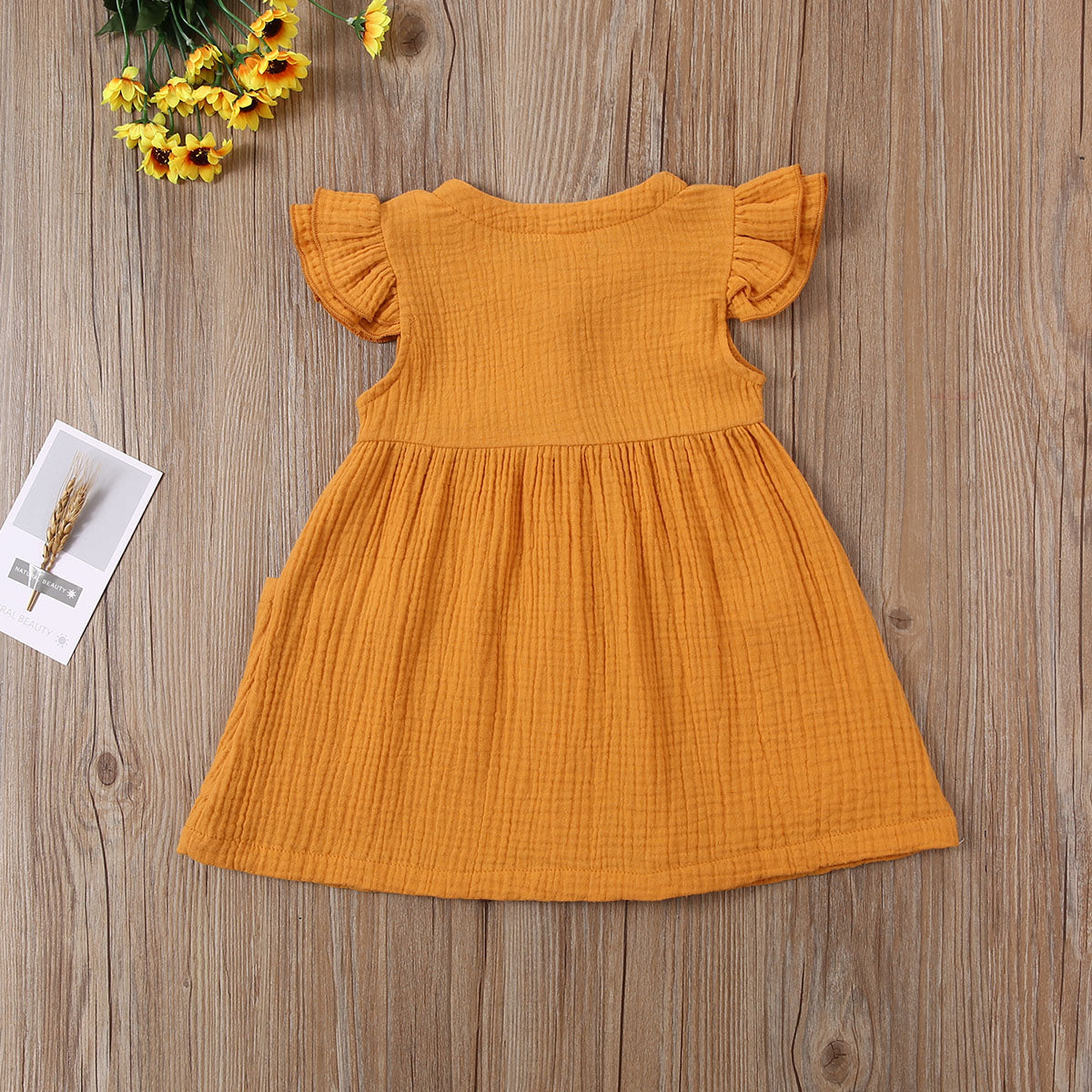 0-6 Years Toddler/Kid Baby Girl Cotton Summer Dress w/ Ruffled Sleeves