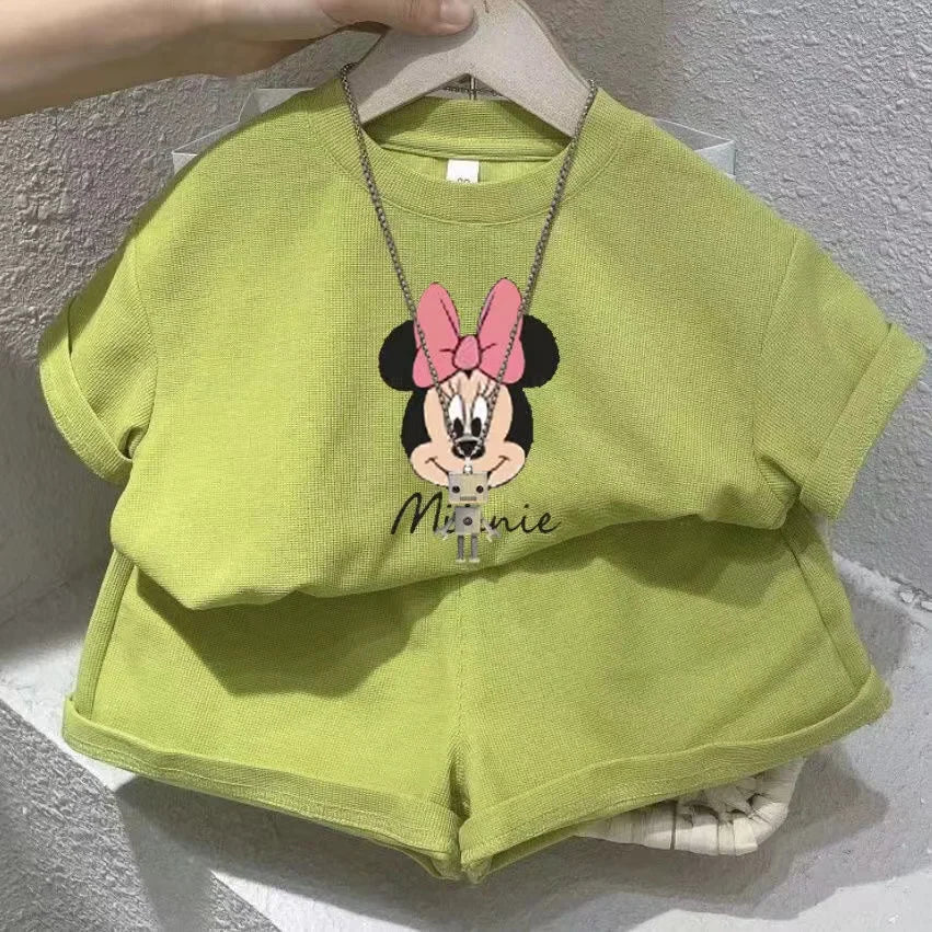 Boys and Girls Disney Printed T-Shirts And Shorts 2pcs Suit Short Sleeve